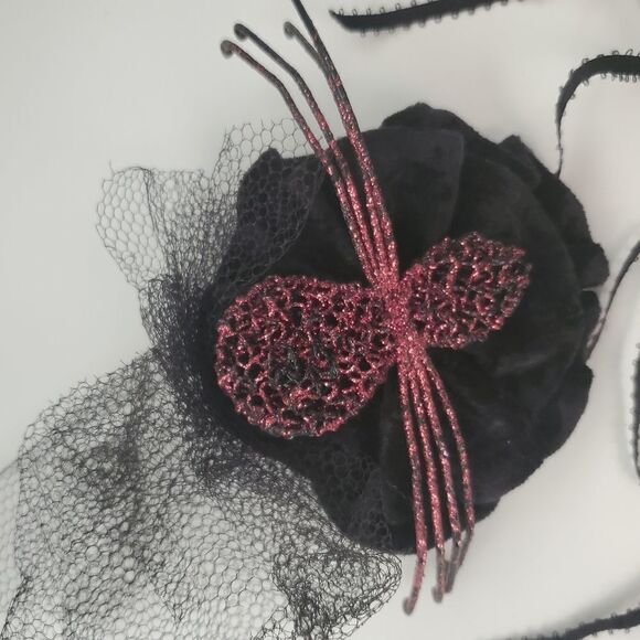 Purple Spider Black Velvet Gothic Halloween Headpiece Hair Accessory main image 11